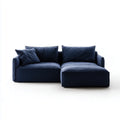 Sofa, Kanapa narożna z ciemnoniebieskim rekamierem 250 x 160 x 75 cm poliestrowy sznurek aksamitny optyka