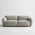 Sofa, 2-fotela fotelik jasny szary 180 x 95 x 78 cm poliestrowy bookle zaokrąglony kształt