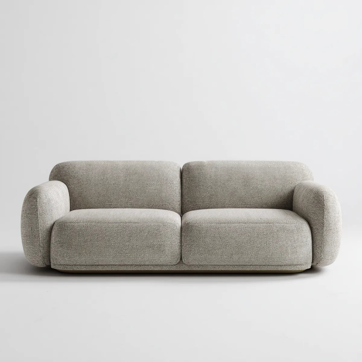 Sofa, 2-fotela fotelik jasny szary 180 x 95 x 78 cm poliestrowy bookle zaokrąglony kształt