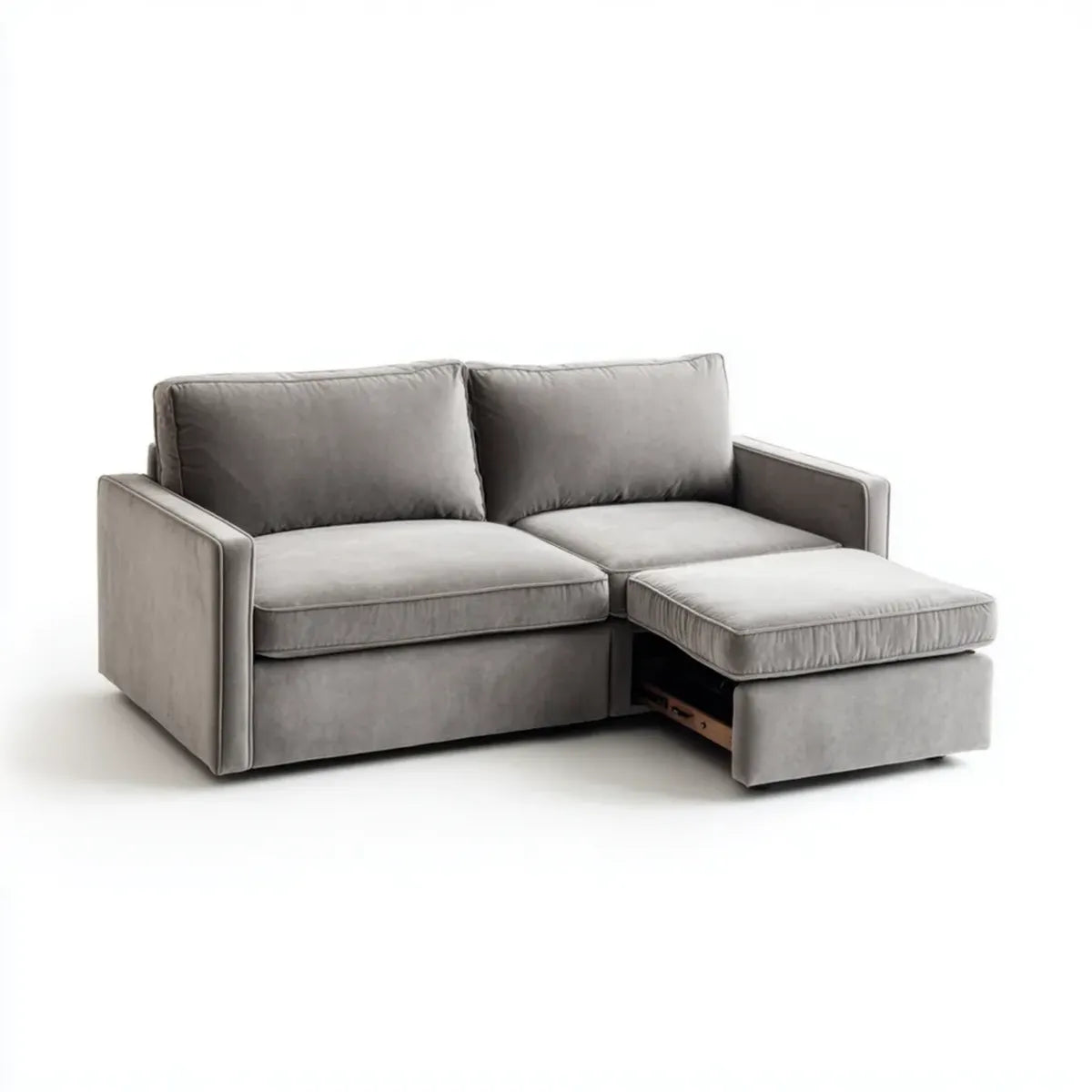 Sofa, 2-osobowa szary 200 x 90 x 85 cm poliestrowy welorany prostokątne
