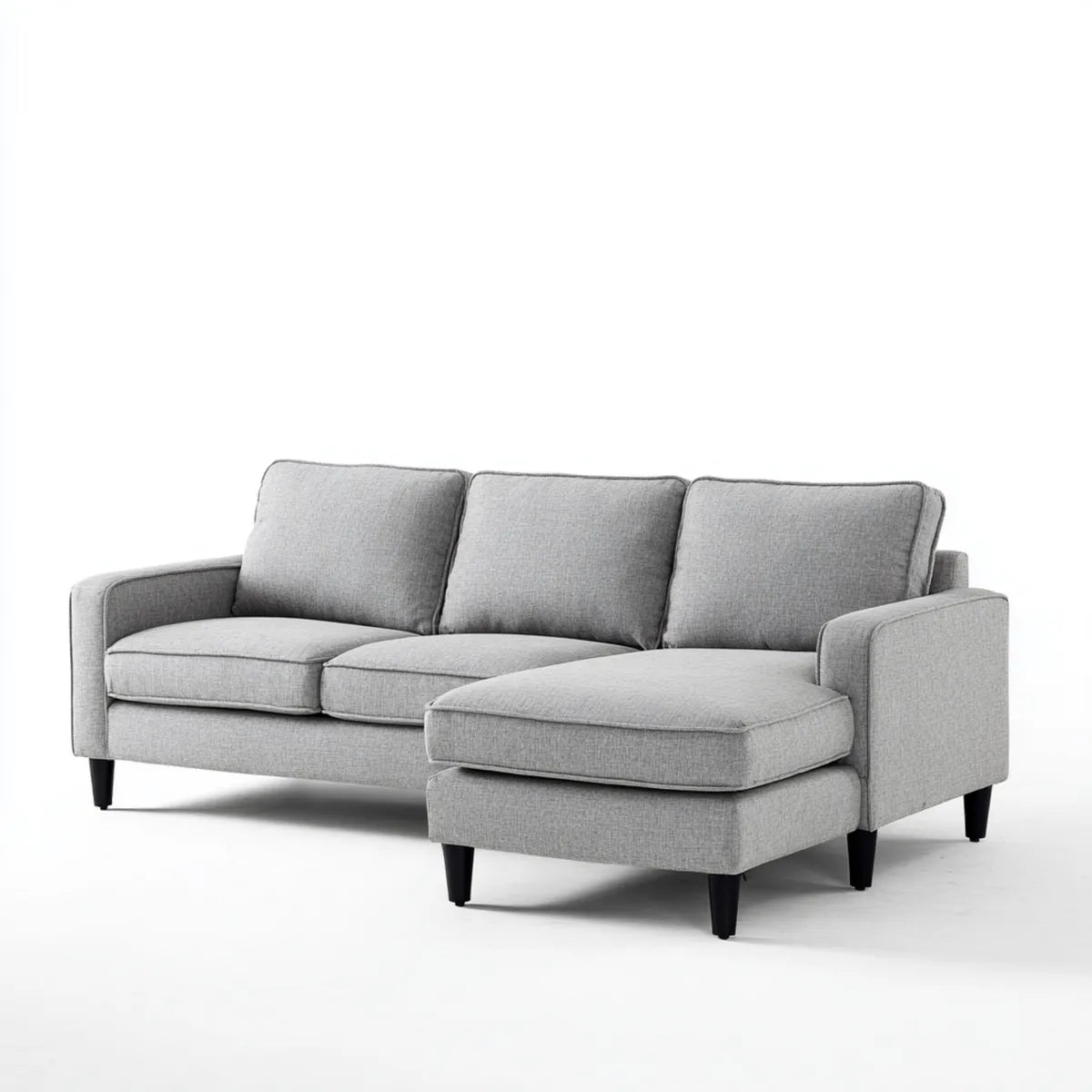 Sofa, Kanapa narożna z jasnoszarym dzbankiem 230 x 150 x 85 cm poliestrowy kształt L