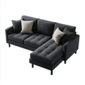 Sofa, Kanapa narożna z prostokątnym poliestrowym antracytem 260 x 160 cm